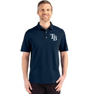 Tampa Bay Rays Cutter & Buck Advantage Refresh Epic Confidence Recycled Mens Tri-Blend Pique Polo - Liberty Navy - Small - 1 of 1