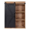 Kate and Laurel Cates Wood Wall Storage Cabinet with Sliding Barn Door, 21.25x27.5, Rustic Brown and Black - 3 of 4