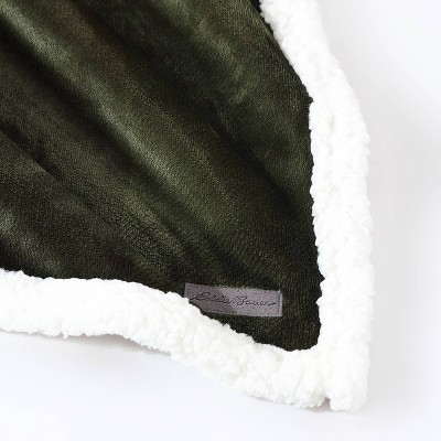 Green Pine Plaid Reversible Sherpa Fleece Throw Blanket