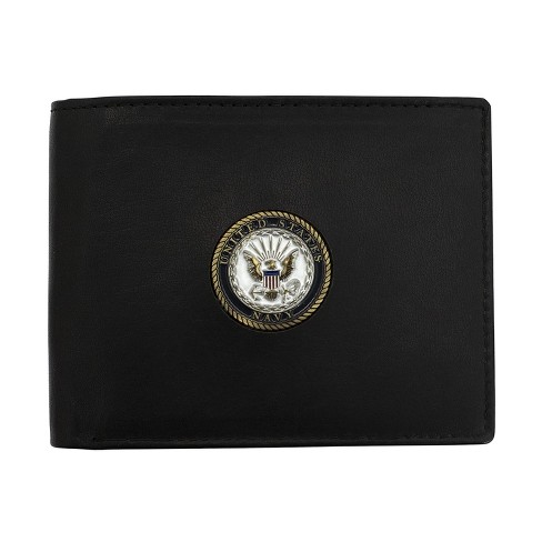 Officially Licensed "US NAVY" Medallion Genuine Leather Classic Handmade Wallet - Bifold Black - image 1 of 3