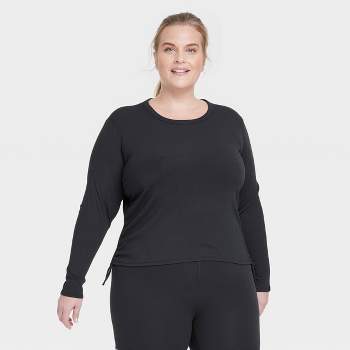 Twist Knot Front Long Sleeve Womens Black Activewear Athleisure