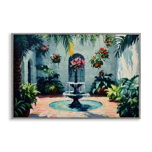Stupell Industries Floral Fountain Courtyard Framed Giclee Art - 1 of 4