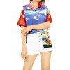 LA LEELA Button Down Shirt for Women Floral Summer Beach Party Hawaiian T-Shirt Blouses Flamingo Shirts Short Sleeve Dress Shirts - 2 of 4
