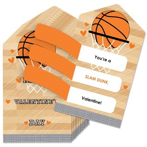 Big Dot of Happiness Nothin' But Net - Basketball - Cards for Kids - Happy Valentine's Day Pull Tabs - Set of 12 - 1 of 4