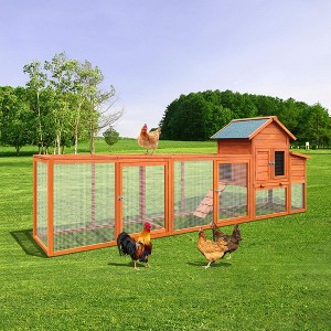 ORRD 122" Large Wooden Chicken Coop, Outdoor Hen House with Nesting Box and Wire Fence Poultry Cage - 1 of 4