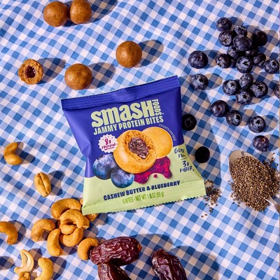 Smash Foods Gluten Free Cashew Butter & Blueberry Jam Protein Bites - 8g Protein - 7.1oz/4pk