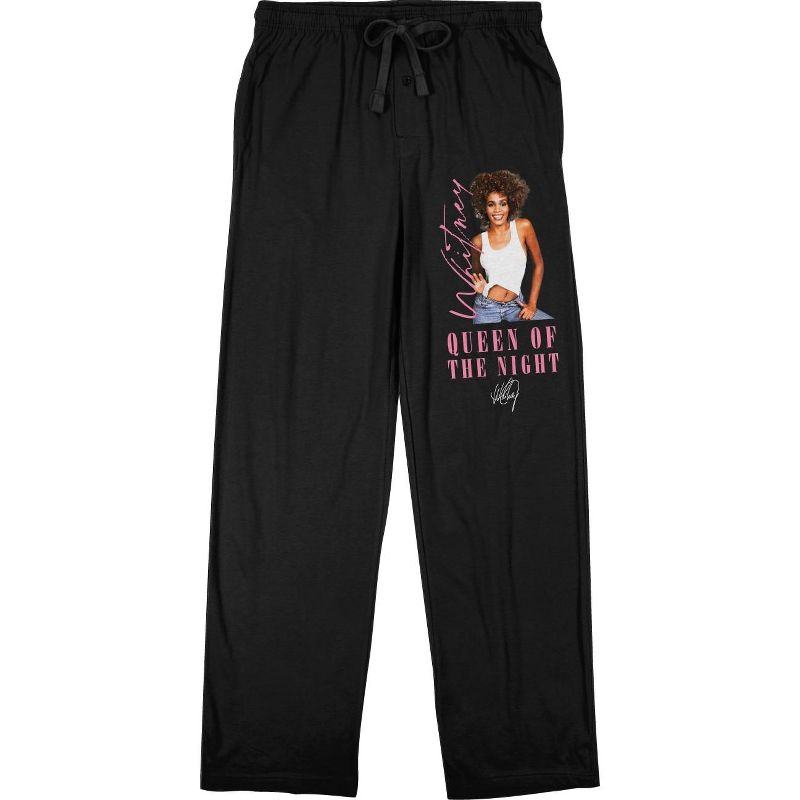 Whitney Houston Queen of the Night Men's Black Graphic Sleep Pajama Pants, 1 of 3