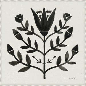 Amanti Art 30"x30" Garden Folk Flowers II Black by Farida Zaman Framed Canvas Wall Art Print - 1 of 4