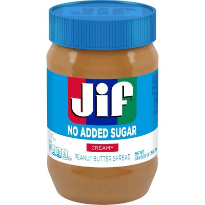 Jif No Added Sugar* Creamy Peanut Butter Spread - 33.5oz