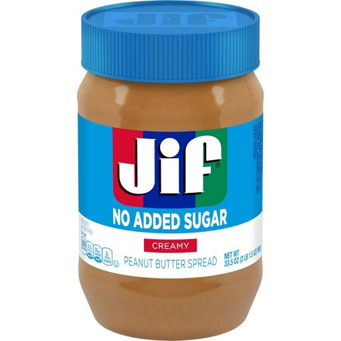 Jif No Added Sugar* Creamy Peanut Butter Spread - 33.5oz : Target