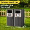 CAVINAS Dual Compartment Outdoor Trash Can, 2x80L Wood-Design Recycling Bin with Weatherproof Lids & Drainage Tray - 3 of 4