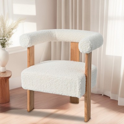 Coolbibila-Mid-Century Modern Barrel Accent Chair, Upholstered Dining Room Chairs With Arms, Armchair Side Chairs For Living Room