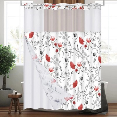 LunaLulinlk Hookless Shower Curtain with Snap in Liner