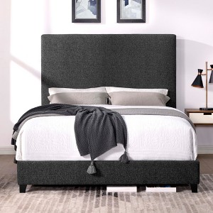 Queen Size Upholstered Platform Bed with Headboard for Bedroom - 1 of 4
