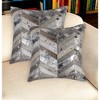 HomeRoots Set of Two 18" Gray Brown And Silver Chevron Cowhide Throw Pillows - 2 of 4