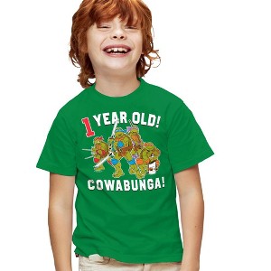 Teenage Mutant Ninja Turtles Cowabunga Birthday Youth T Shirt, Kelly Green - 1 of 4