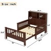 Platform Bed Twin Size with Storage Headboard & Sturdy Safety Rails, Pull-Out Design Converts to Sofa or Playpen-3irtyhousy - 4 of 4