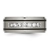Black Bow Jewelry Men's 9mm Titanium & Enamel 1/2ctw Diamond Ridged Standard Fit Band - 4 of 4