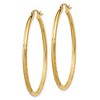 Black Bow Jewelry 2mm x 40mm 14k Yellow Gold Satin & Diamond-Cut Round Hoop Earrings - 2 of 4