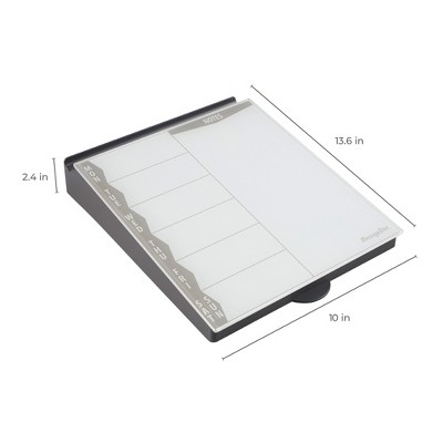 Gray Magnetic Glass Weekly Calendar Memo Station