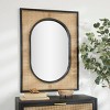 42"x30" Rattan Wall Mirror with Black Accent Frames Brown - Olivia & May: Bohemian Vanity, Wall-Mounted - 2 of 4