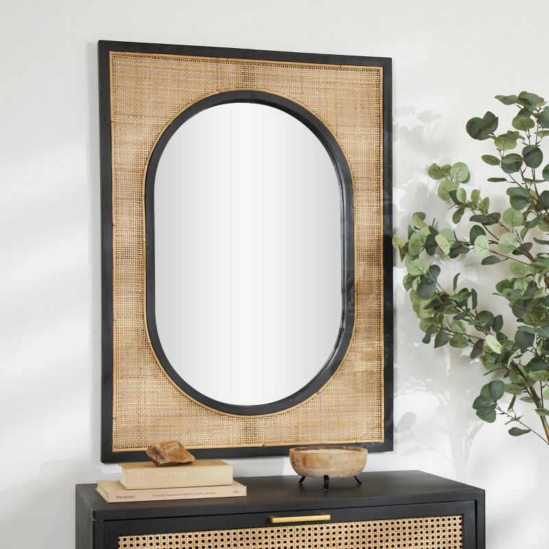 42&#34;x30&#34; Rattan Wall Mirror with Black Accent Frames Brown - Olivia &#38; May, 2 of 6