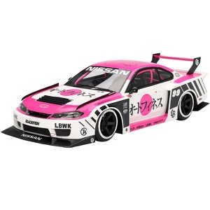Nissan "LB-Super Silhouette" S15 SILVIA RHD #99 "Auto Finesse - SEMA 2023" White and Pink 1/18 Model Car by Top Speed - 1 of 4
