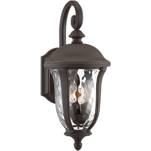 John Timberland Traditional Outdoor Wall Light Fixture Bronze 22 1/4" Clear Hammered Glass for Exterior House Porch Patio Deck - 1 of 4