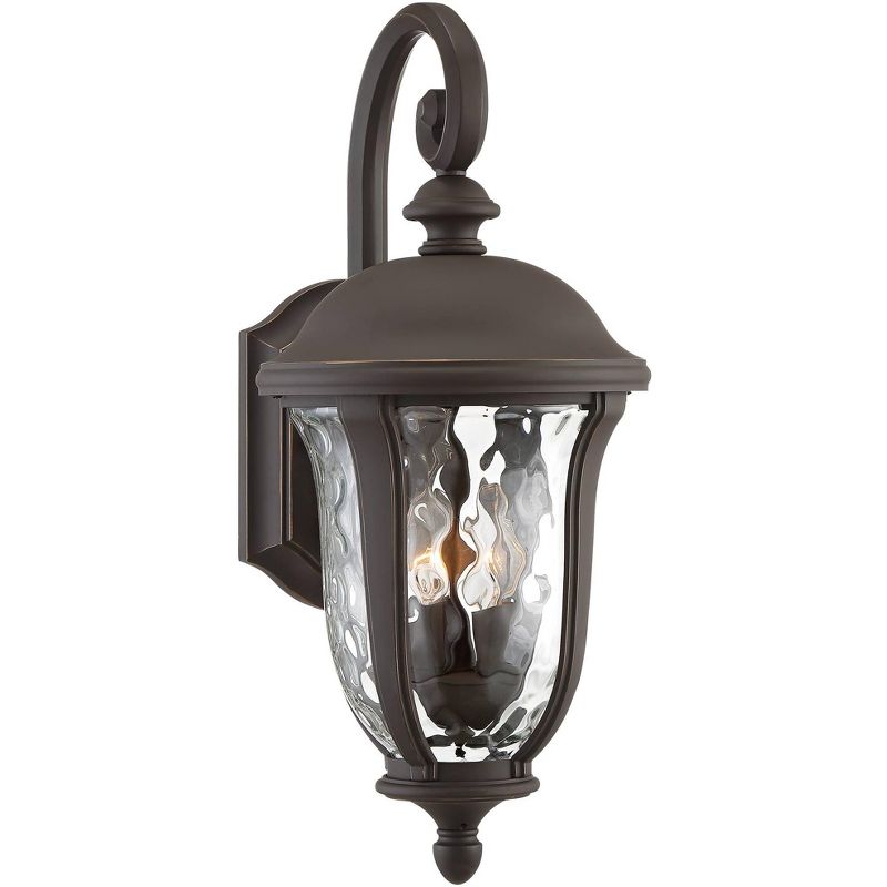 John Timberland Traditional Outdoor Wall Light Fixture Bronze 22 1/4" Clear Hammered Glass for Exterior House Porch Patio Deck, 1 of 9