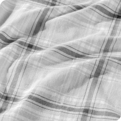 Gray Full/Queen Cotton Flannel Duvet Cover Set