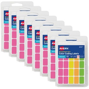 Avery Color-Coding Removable Labels, 1/2" x 3/4", Assorted Neon Colors, Non-Printable, 8 Packs, 4,200 Blank Labels Total (21928) - 1 of 4