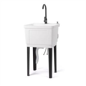 Karl Home Freestanding Plastic Utility Sink With Stainless Steel Faucet - 1 of 4