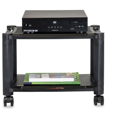 Black Adjustable Rolling Printer Stand with Storage Tray