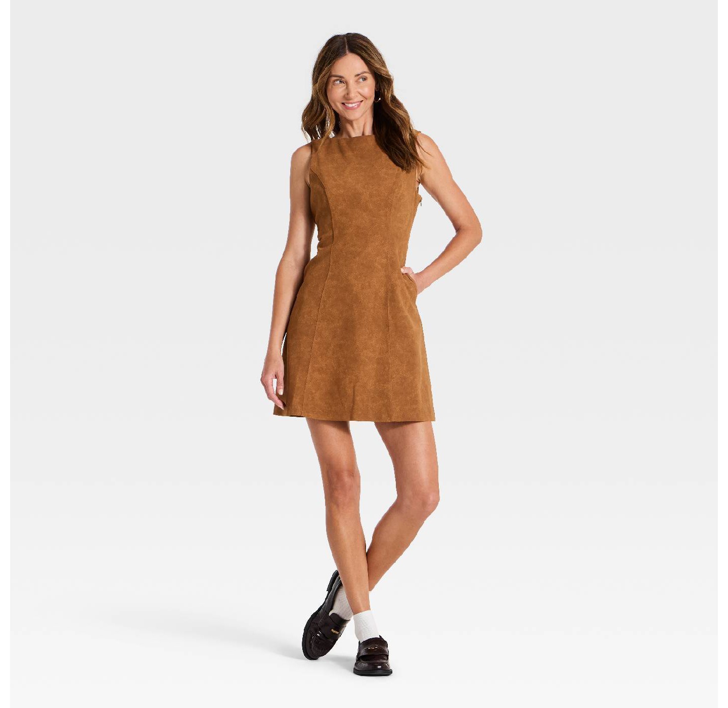Женское платье A New Day Faux Suede Mini, цвет: Коричневый — фото 3