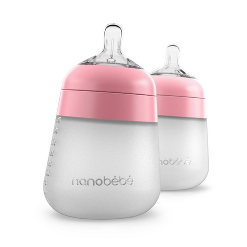 Silicone Baby Bottle 2 Pack Set - Leak Proof, Anti-Colic