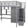 PAGED Full Size Loft Bed with Desk, Modern Wooden Bed Frame with Shelves, Wardrobe and Storage Stair for Bedroom - 4 of 4