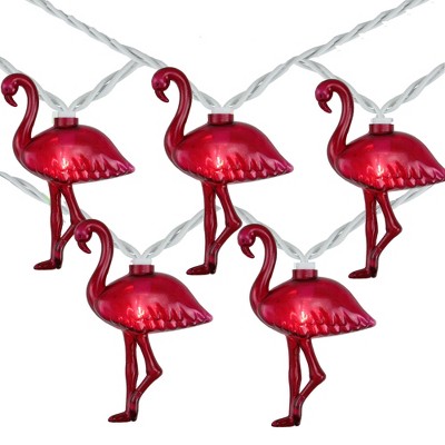 Northlight 10-Count Pink Flamingo Summer Patio String Light Set, 7.25ft White Wire