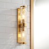Possini Euro Design Noma Modern Wall Light Bar Gold Hardwire 21 3/4" 2-Light Fixture Clear Hammered Glass for Bathroom Living Room - 2 of 4