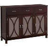 Kings Brand Furniture - 3-Door Sideboard Buffet Server Cabinet, Mirrored Doors/Espresso - image 3 of 4