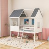 Tangkula Twin Low House Bed Wooden Loft Bed with Ladder Roof Windows Slatted Support - 2 of 4