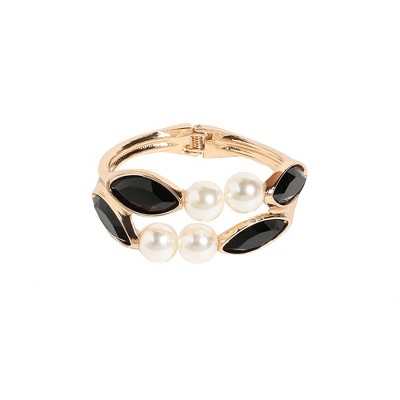 SOHI Women's Onyx Black Crystal Pearl Bracelet