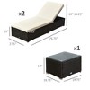 Chaise Lounge Chair Set of 2 with 5 Angle Backrest, Outdoor Coffee Table, Water Repellent Cushions, PE Rattan Wicker Poolside Chairs - 3 of 4