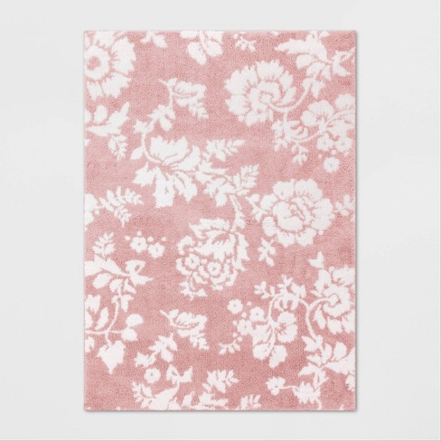 Tufted Area Rug Pink Ivory, Shabby Chic Area Rugs