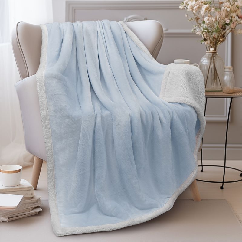 PAVILIA Premium Faux Shearling Fleece Throw Blanket for Bed, Reversible Warm Blanket for Couch Sofa, 2 of 10