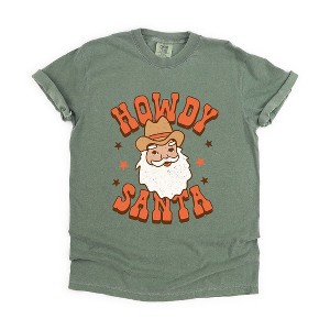 Simply Sage Market Women's Retro Howdy Santa Short Sleeve Garment Dyed Tee - 1 of 4