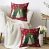 Christmas Pillow Covers 18X18 Set of 2, Green White Xmas Tree Snowflake Dark Red Winter - 3 of 4