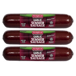 Bridgford Garlic Summer Sausage 16 oz - Gluten-Free High Protein Garlic Infused Ready-to-Eat Summer Sausage for No-Carb Keto Diets - 1 of 4