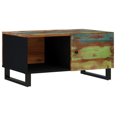 vidaXL Reclaimed & Engineered Wood Rectangular Coffee Table - Multicolor, Spacious Storage, Easy Assembly, Unique Handmade Design, Solid Construction