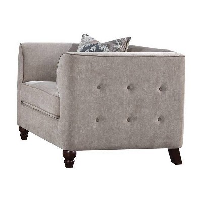Cyndi Gray Velvet Accent Chair with Wooden Legs