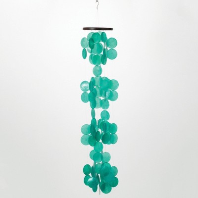 Handcrafted Patina Green Capiz Shell Wind Chime